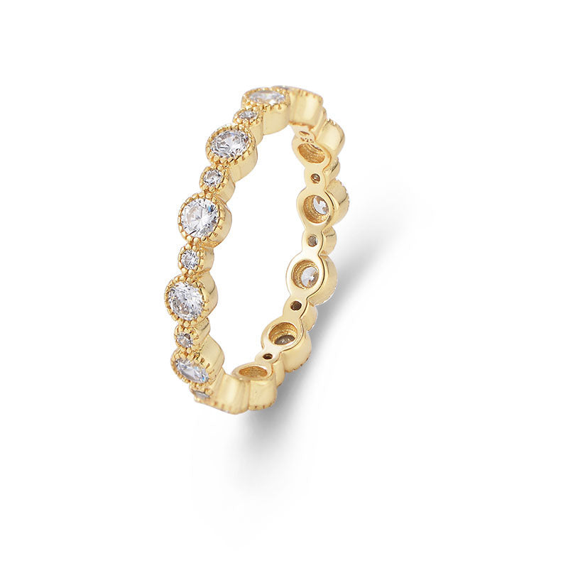 S925 Silver Iced Out Round Ring - Sparkling Pave Zirconia Band