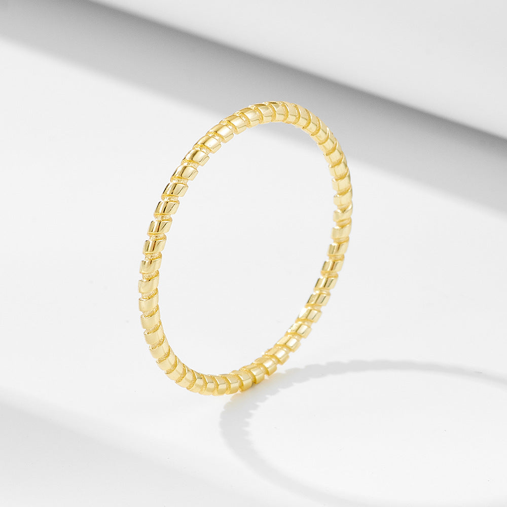 925 Sterling Silver Twisted Rope Band Ring, Minimalist Stackable Jewelry