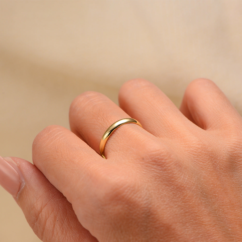 925 Sterling Silver 14K Gold Plated 3mm Plain Band Ring, Minimalist Sleek Hoop Jewelry