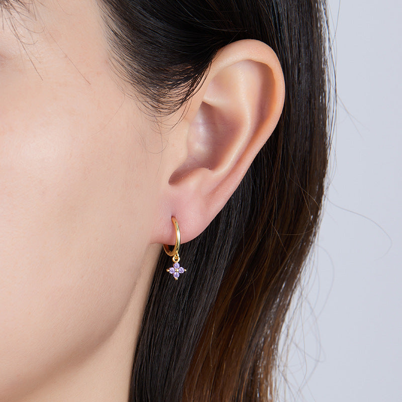 Clover Earrings - 925 Silver Color Zircon Light Luxury Trending