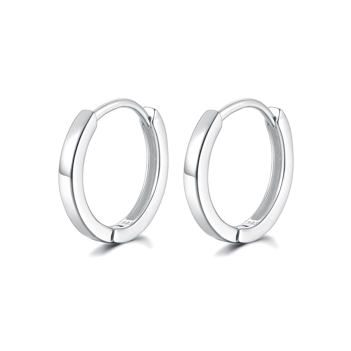 Polished Hoop Earrings - 925 Silver Minimalist Unisex Jewelry