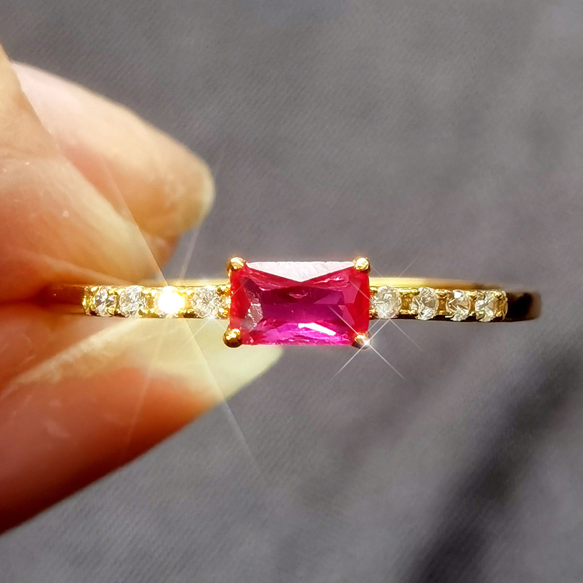 Colored Zircon Gold-Tone Ring - S925 Sterling Silver Minimalist Light Luxury Wholesale