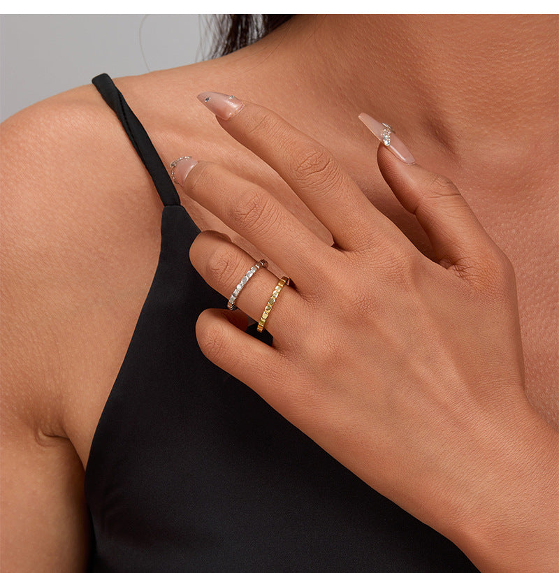 Geometric Shattered Silver Ring - 925 Silver Minimalist Niche Jewelry