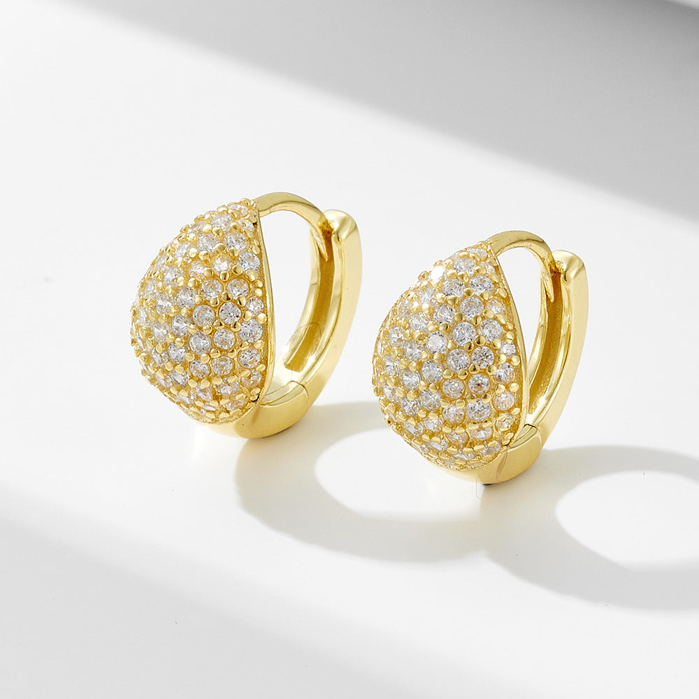 925 Sterling Silver Small Hoop Earrings, Full Pave Zirconia Huggie Hoops for Women, Luxury Geometric Round Ear Buckles, Hypoallergenic Fine Jewelry