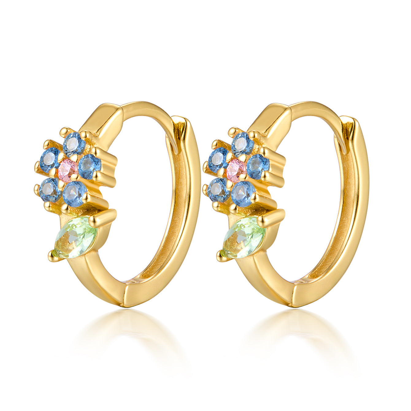 Floral Leaf Ear Cuffs - S925 Silver Fresh Pastoral Zircon Earrings