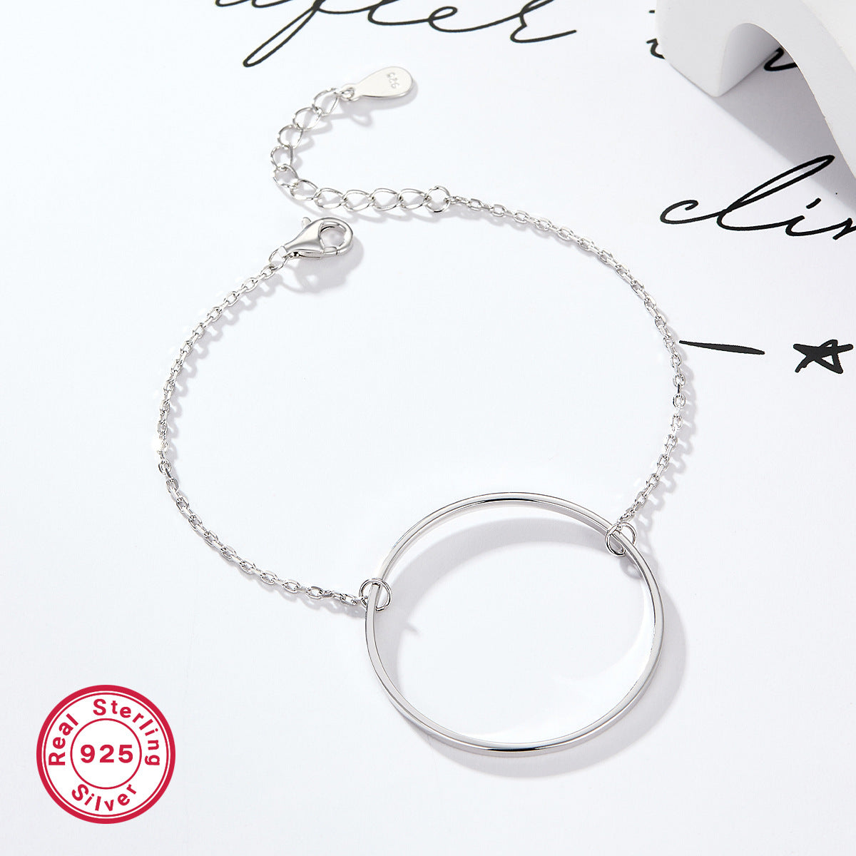 Polished Circle Bracelet - 925 Silver Minimalist Light Luxury Chain
