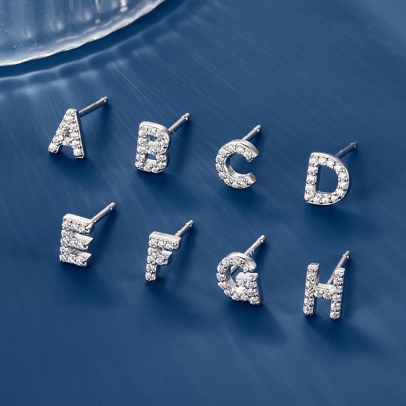 Alphabet Zircon Studs - 925 Silver Light Luxury Factory Wholesale