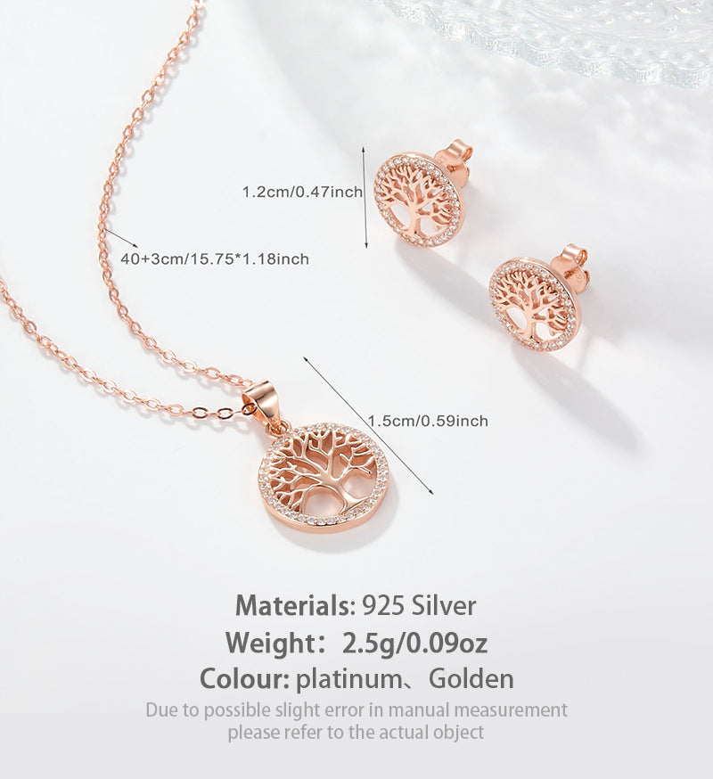 Tree of Life Rose Gold Jewelry Set | Necklace & Earrings for Halloween