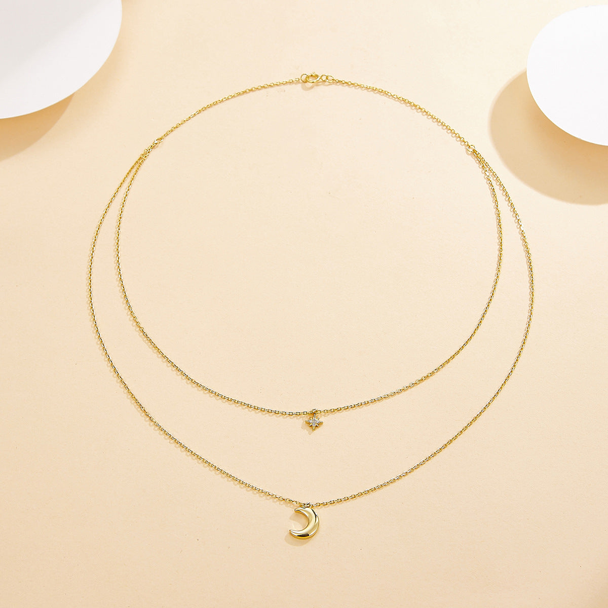 Star Moon Double Necklace - S925 Silver Sweet Best Friend Gift