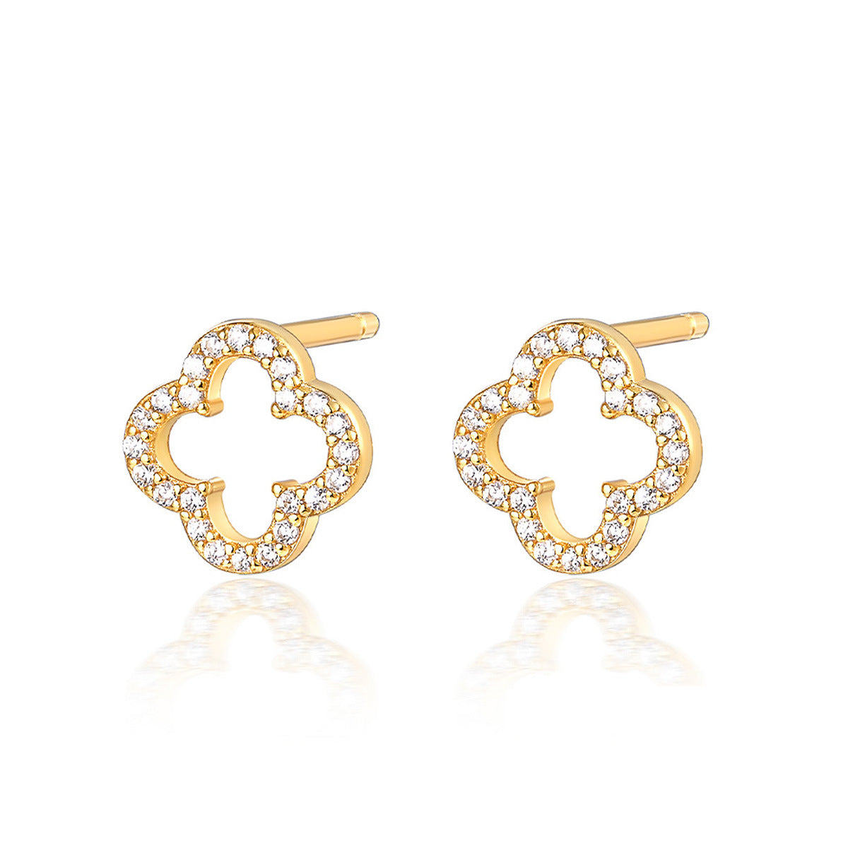 Four Leaf Clover Necklace & Earrings Set - Sterling Silver Black Agate Jewelry Gift