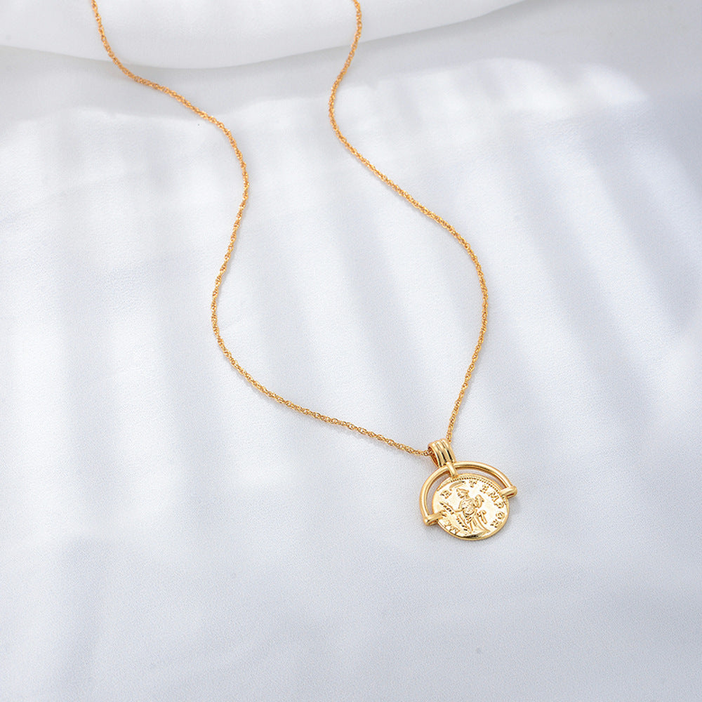 925 Sterling Silver Roman Coin Necklace, Vintage Medallion Pendant