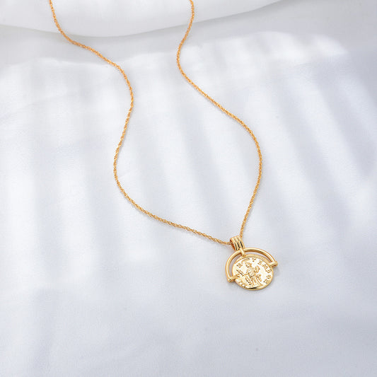 925 Sterling Silver Roman Coin Necklace, Vintage Medallion Pendant
