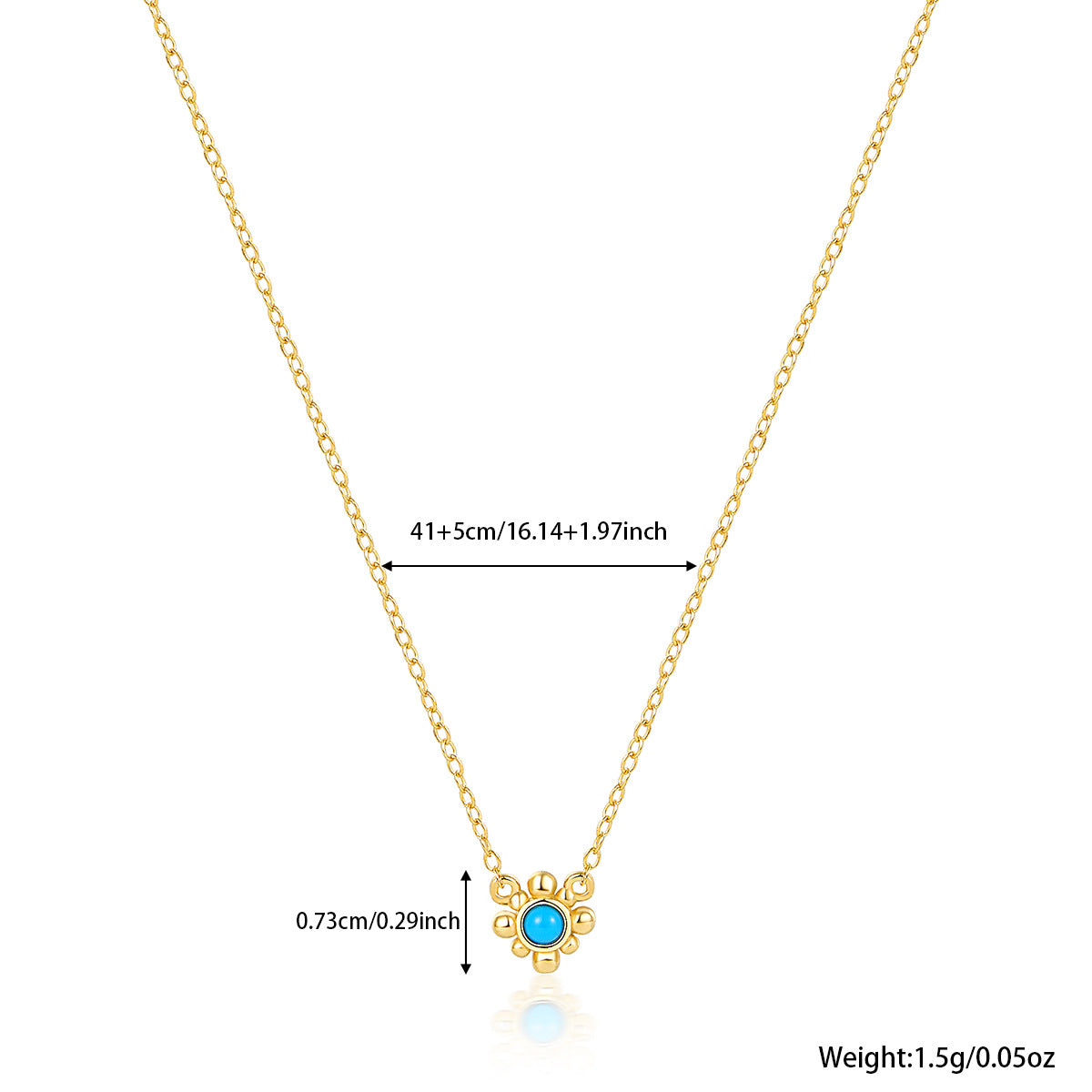 Turquoise Necklace - 925 Sterling Silver Retro Niche Collarbone Chain