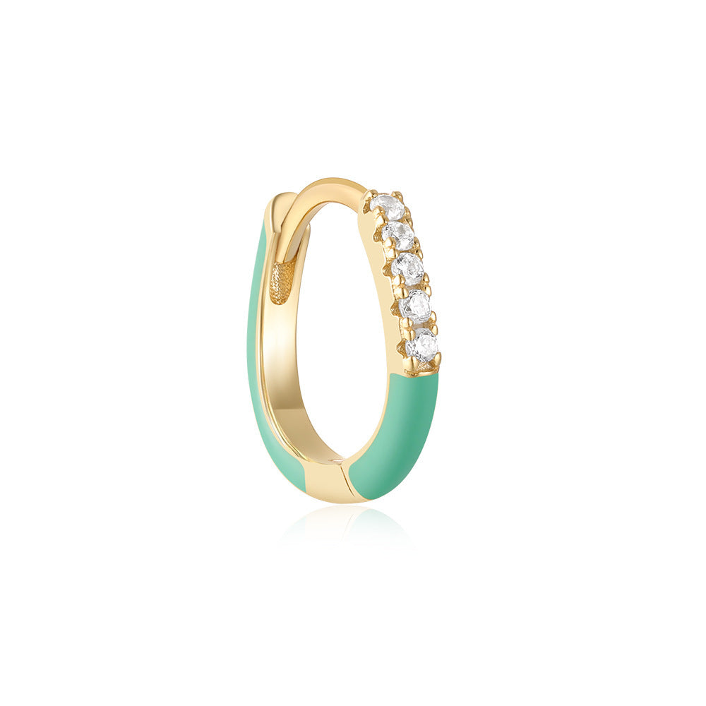 Single Color Drip Hoop - S925 Silver Dopamine Asymmetric Niche