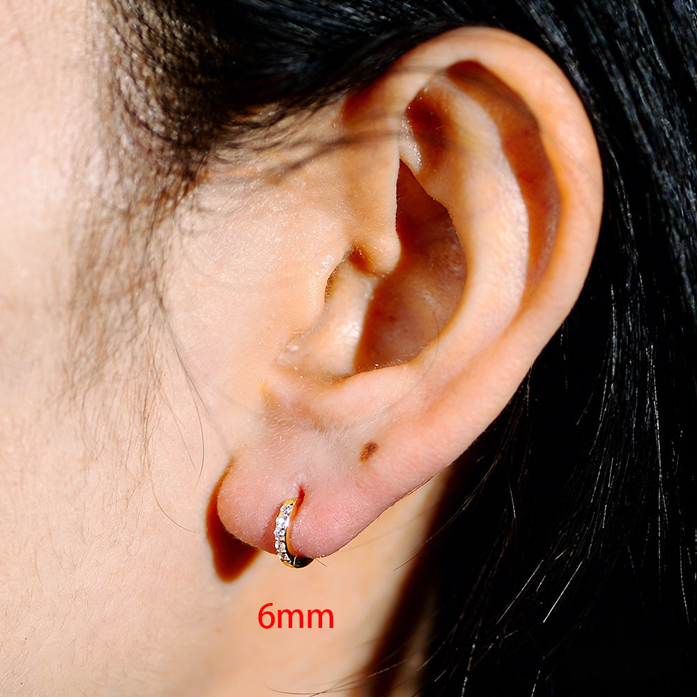 925 Sterling Silver Zirconia Huggie Hoop Earrings, Classic Round Geometric Cartilage Jewelry
