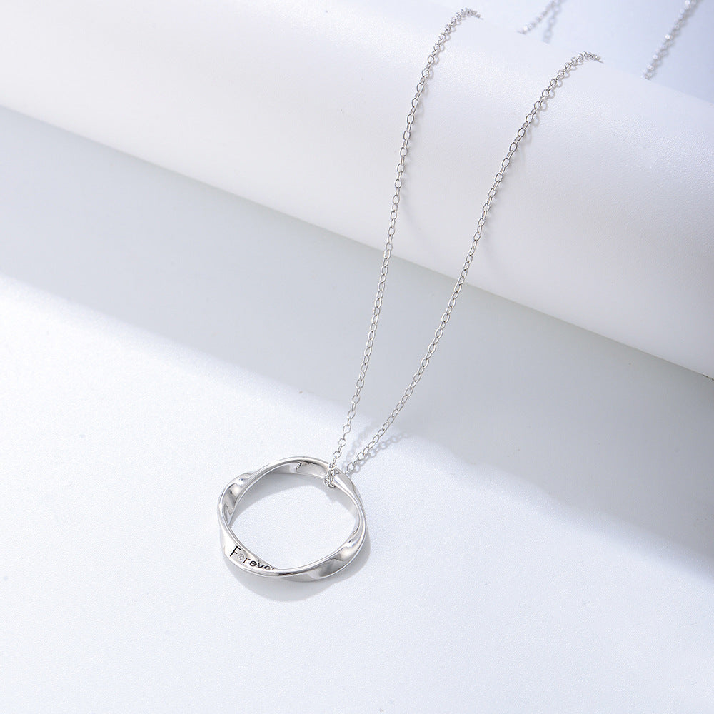 925 Sterling Silver Mobius Loop Couple Necklace, Infinite Love Pendant Jewelry