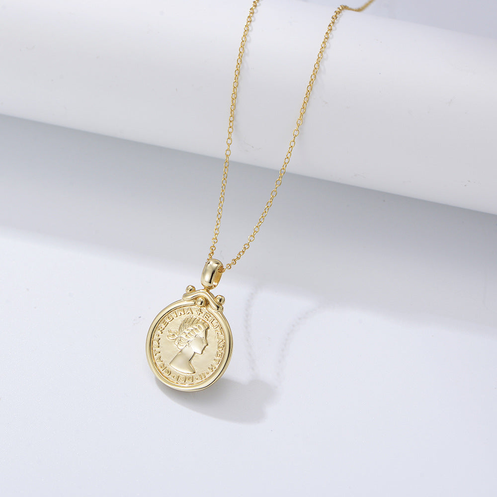 925 Sterling Silver Queen Elizabeth Coin Necklace, Medallion Pendant