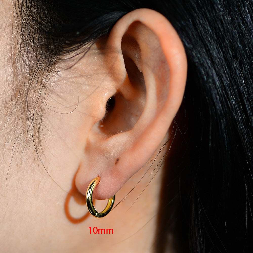 925 Sterling Silver Minimalist Sleek Hoop Earrings, High-End Light Luxury Plain Circle Jewelry