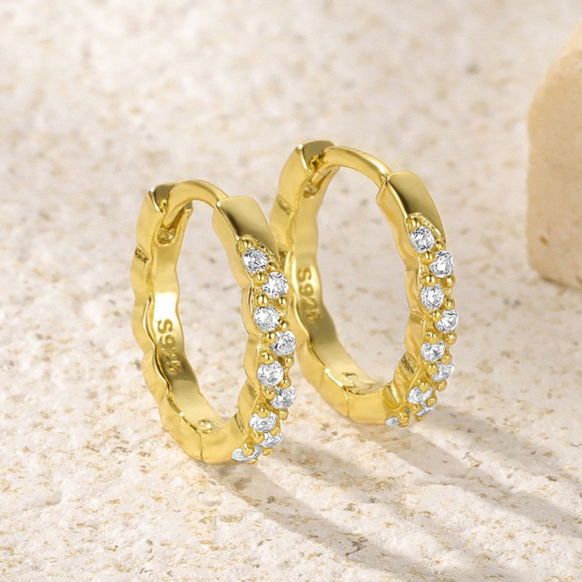 Diamond Hoop Earrings - S925 Silver Geometric Niche Ear Jewelry