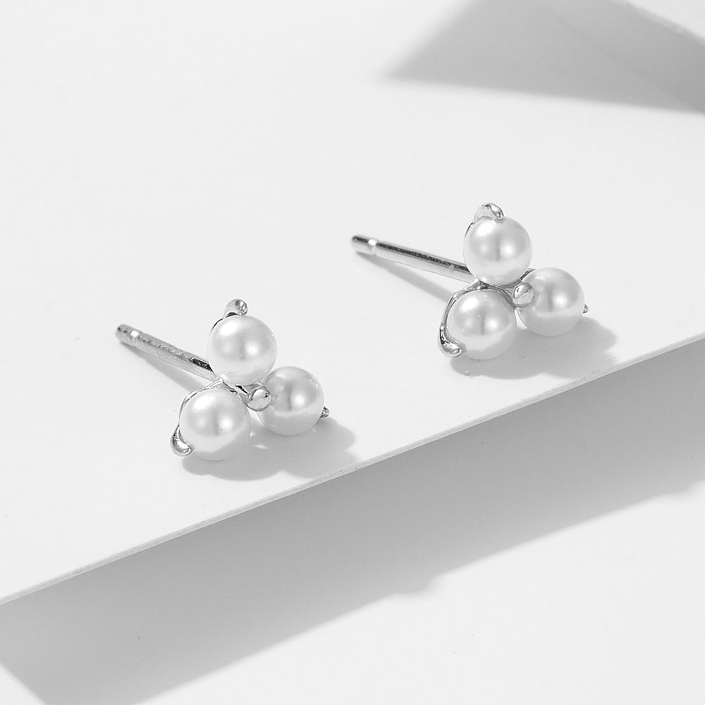925 Sterling Silver Simple Pearl Stud Earrings, Minimalist High-End Daily Jewelry