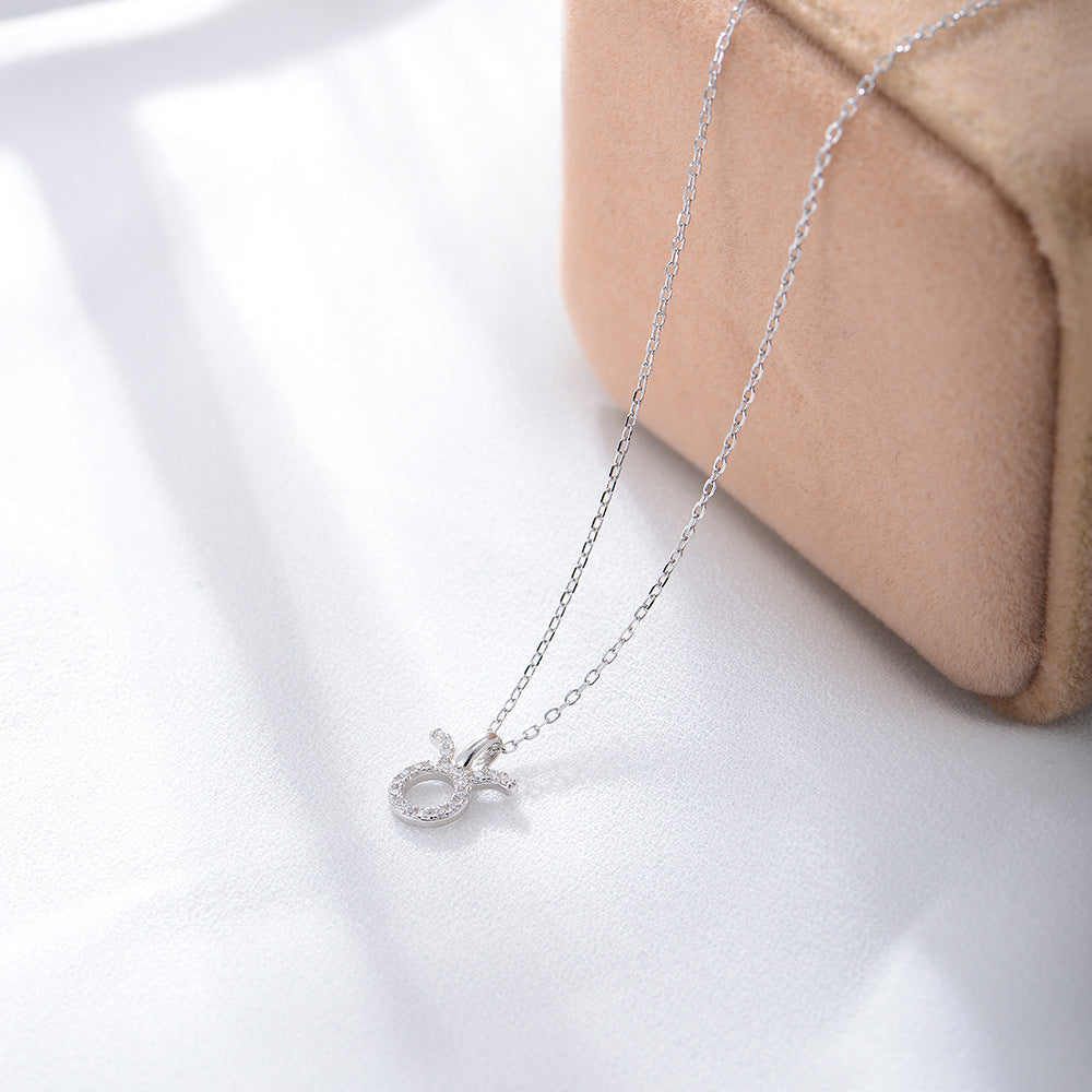 925 Sterling Silver Twelve Zodiac Diamond Pendant Necklace, Fashionable Viral Wish Amazon Hot Selling Jewelry