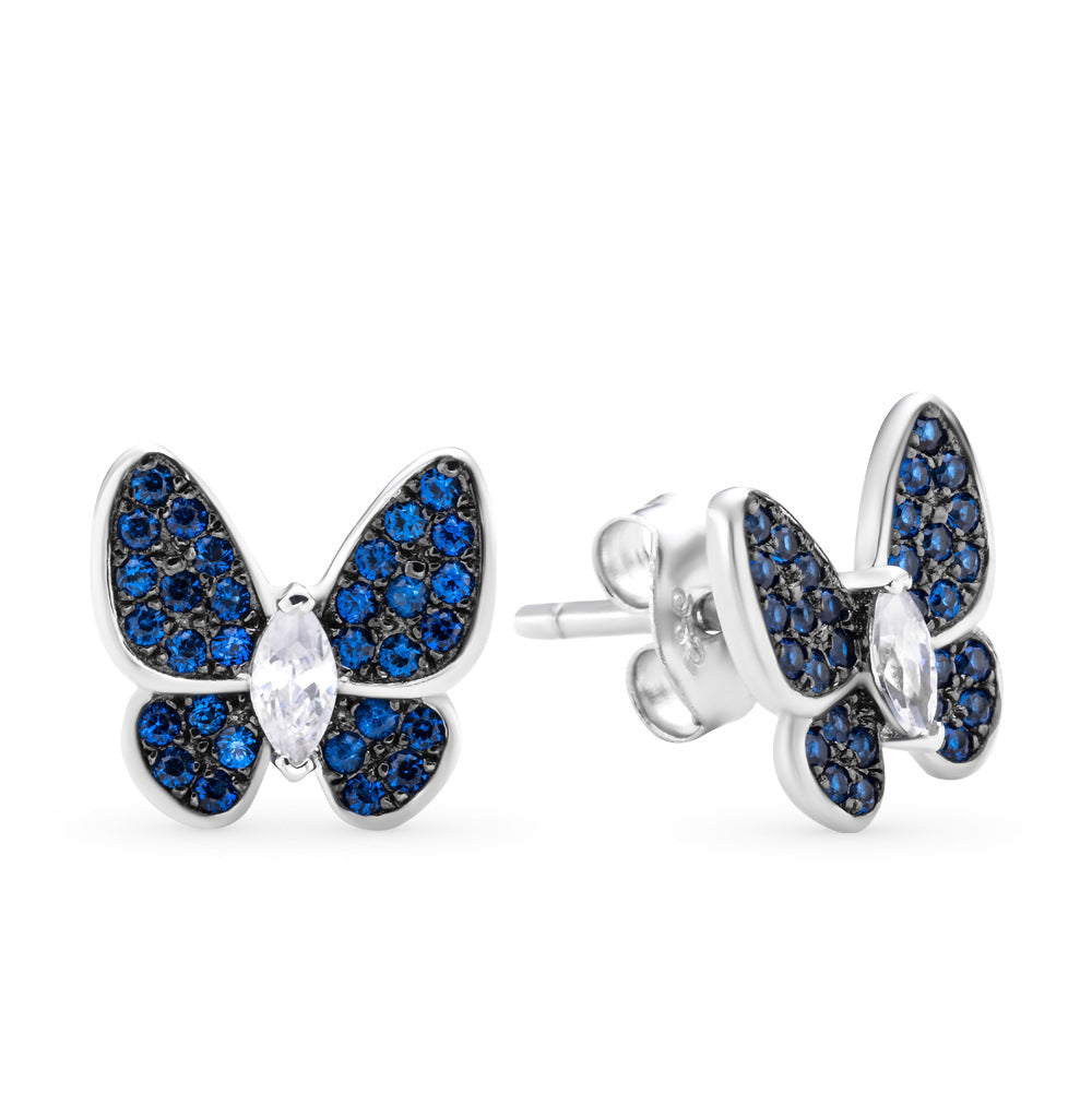 Wholesale S925 Silver Blue Butterfly Set | Vintage Elegant Jewelry Collection