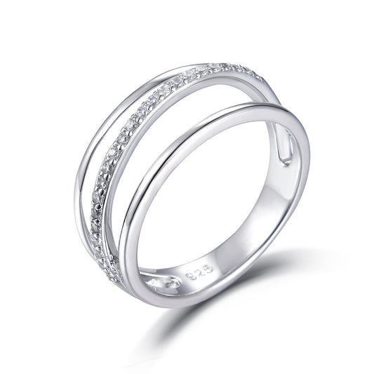 Triple Cross Zircon Ring - S925 Sterling Silver Light Luxury Wholesale