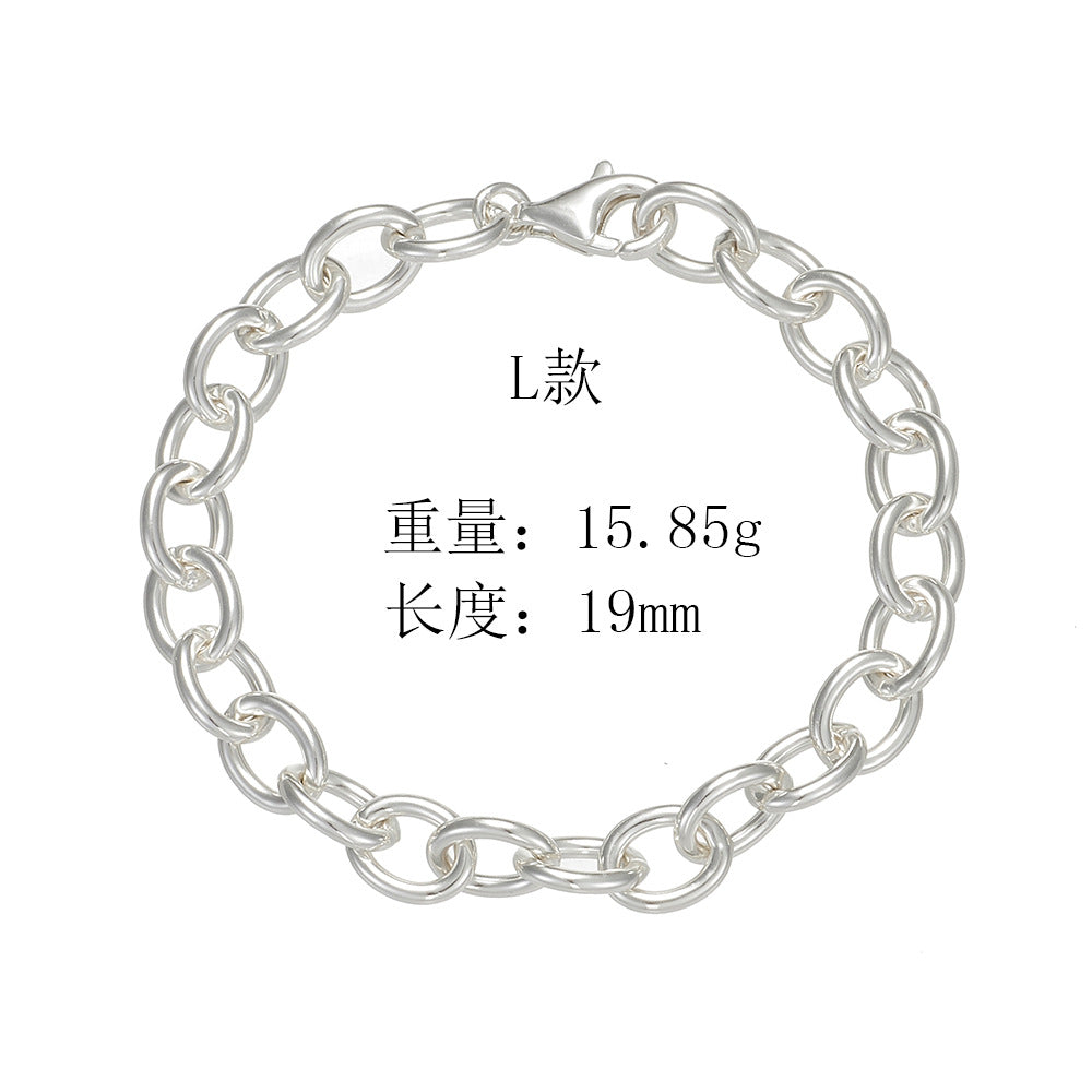 925 Sterling Silver Heavy-Duty Chunky Circle Bracelet, Minimalist High-End Jewelry