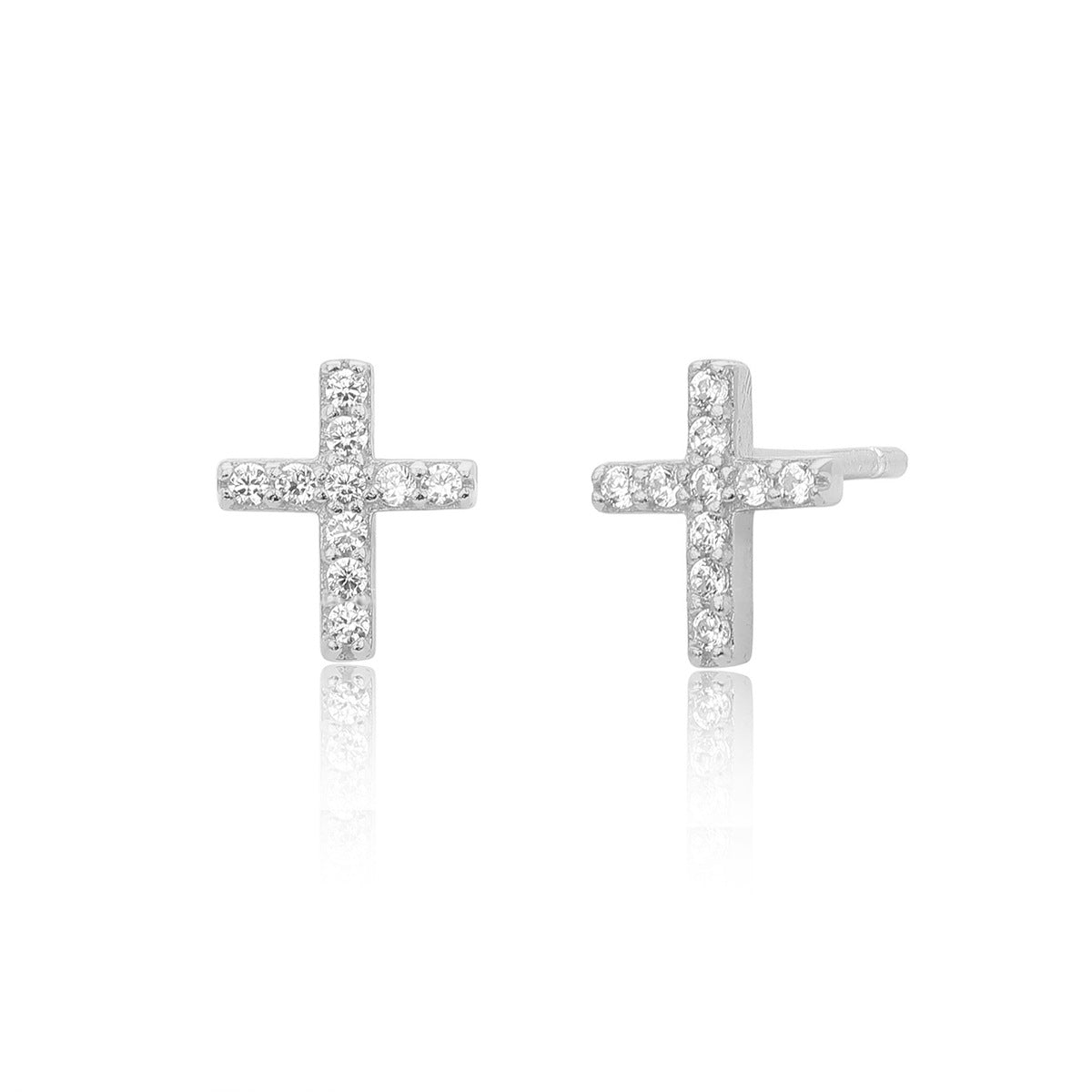 Cross Zircon Studs - S925 Silver Minimalist Niche Factory Direct