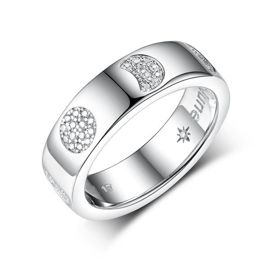 Star Moon Ring - 925 Silver Octagram Zircon Light Luxury Jewelry