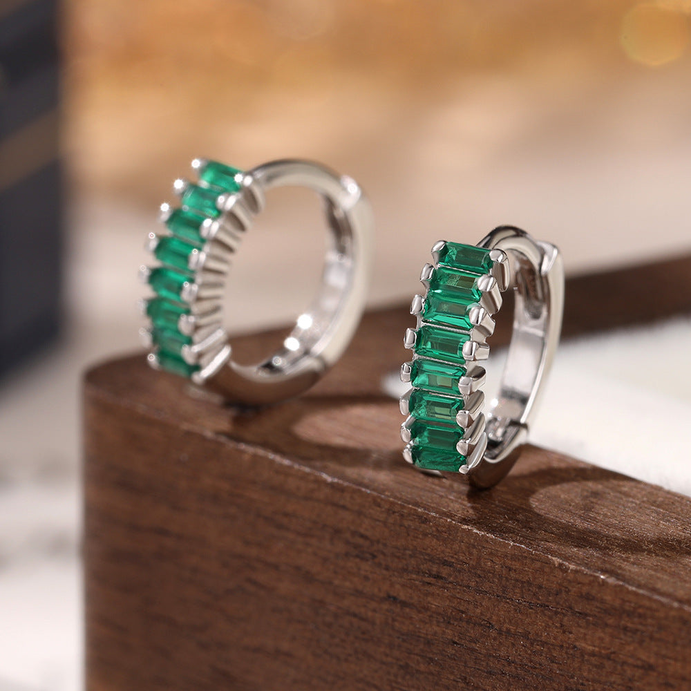 Color Zircon Hoop Earrings - 925 Silver Dopamine Niche Jewelry