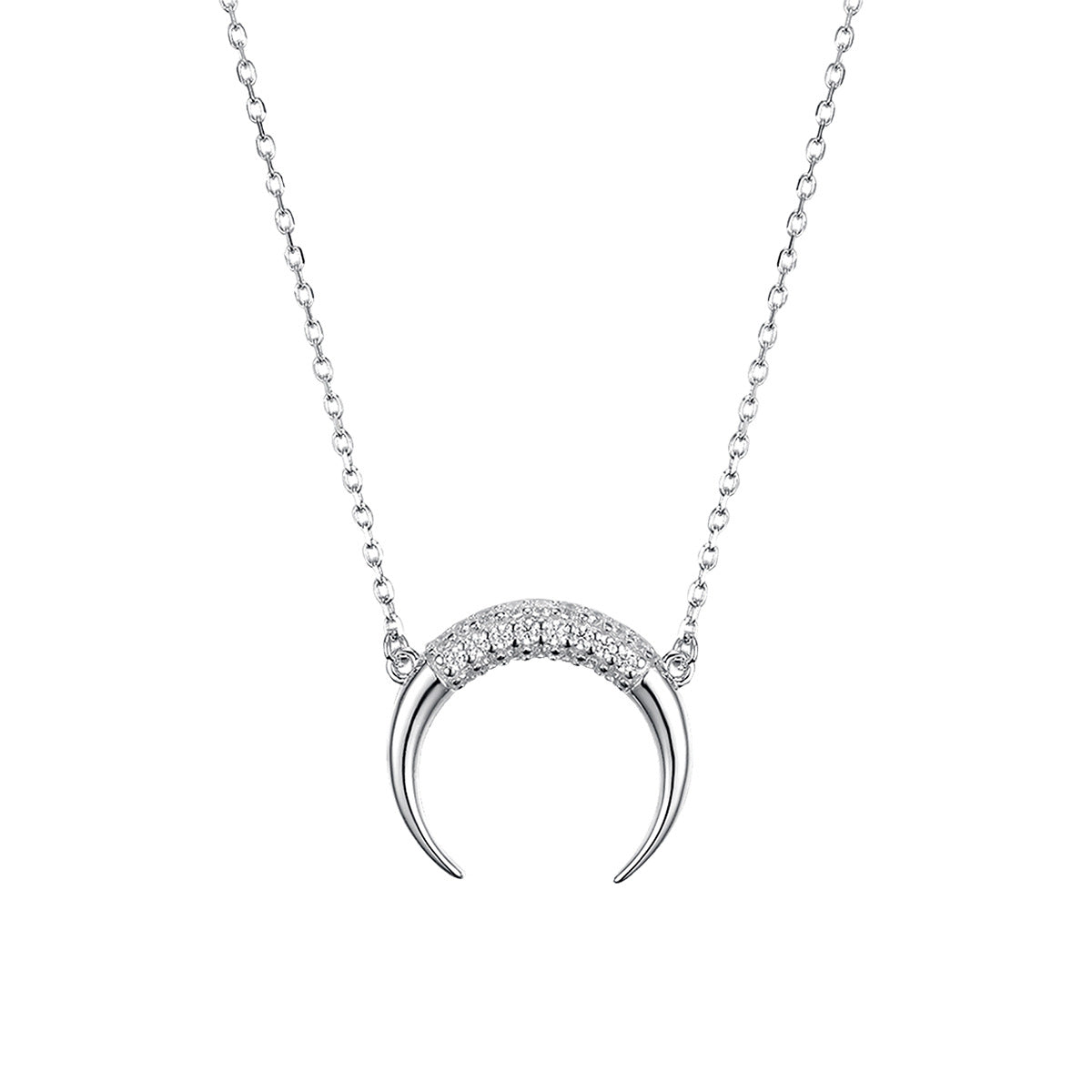 Moon Zircon Necklace - 925 Silver Light Luxury Layering Chain