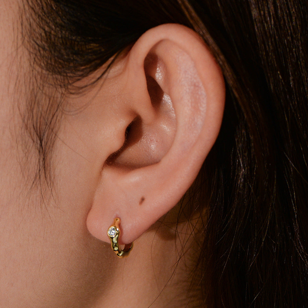 Sterling Silver Unique Geometric Hoop Earrings for Women, Elegant Chic Commuter Accessory