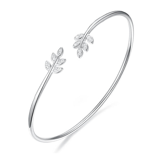 Leaf Diamond Bracelet - 925 Sterling Silver Light Luxury Trending