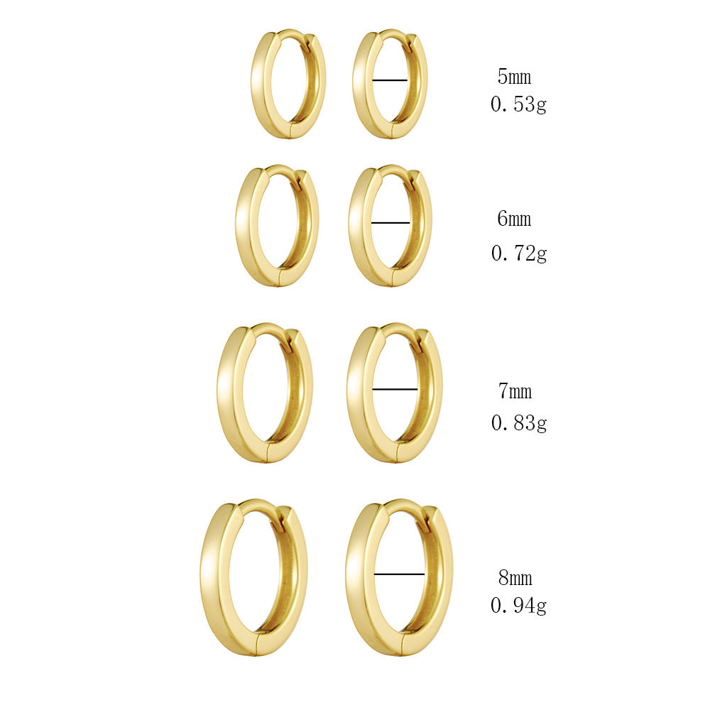 925 Sterling Silver Minimalist Chunky Hoop Earrings, High-Polished Versatile Huggie Jewelry