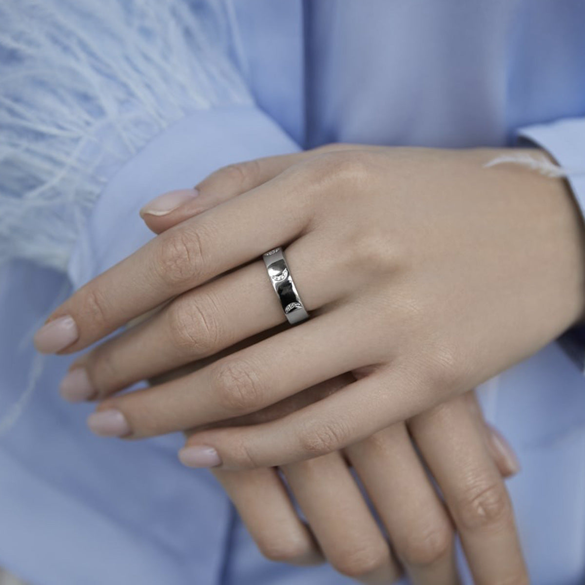 Star Moon Ring - 925 Silver Octagram Zircon Light Luxury Jewelry