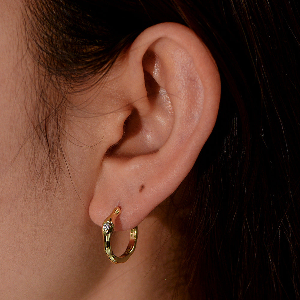 Sterling Silver Unique Geometric Hoop Earrings for Women, Elegant Chic Commuter Accessory