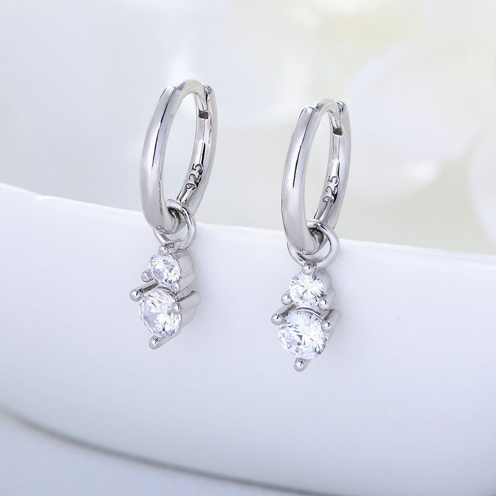 S925 Silver Minimalist Earring Combination - Sparkling Zirconia Set for Women