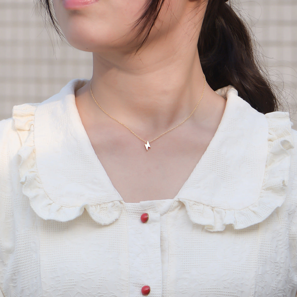 925 Sterling Silver Mini Lightning Bolt Necklace, Dainty Choker