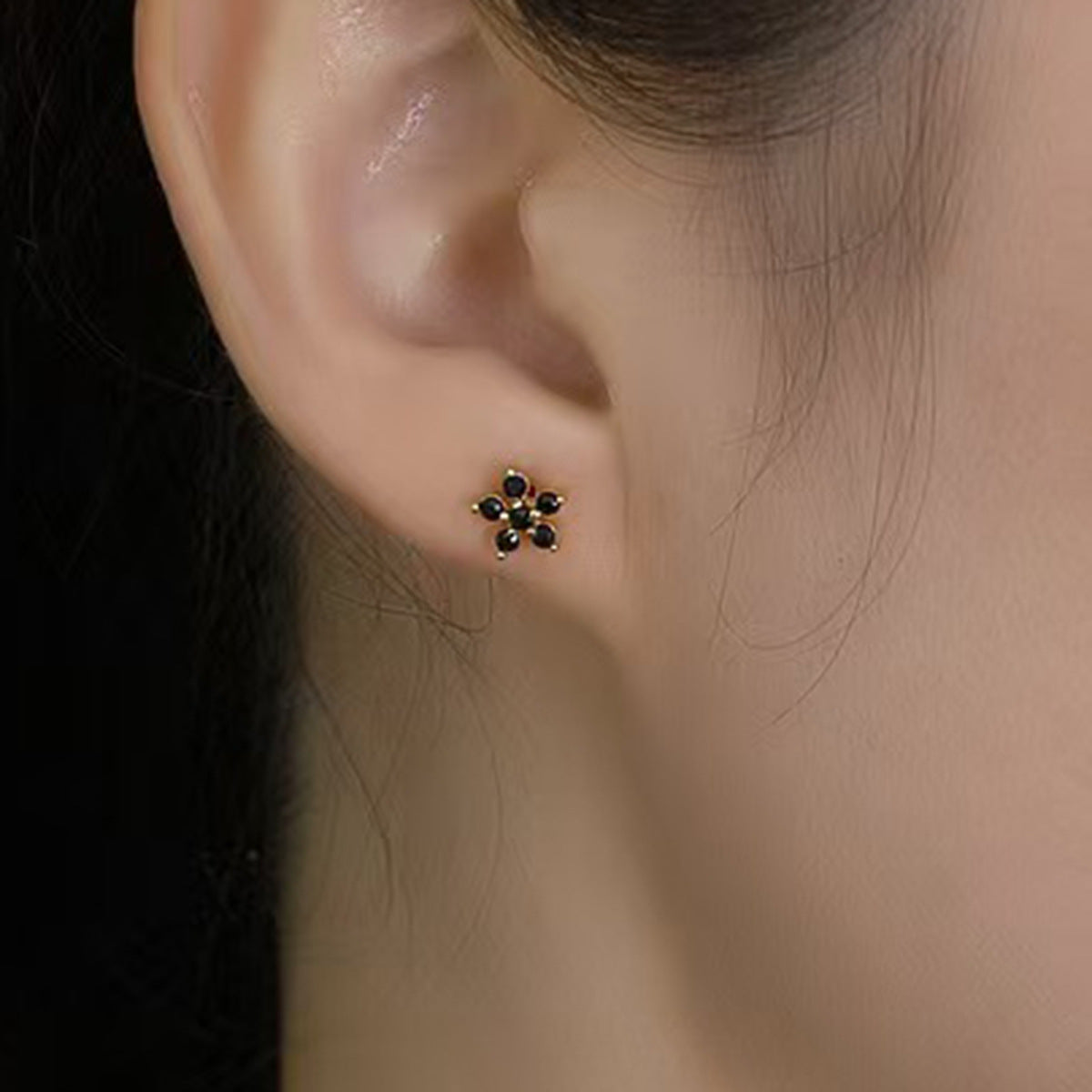Plum Blossom Earrings - S925 Silver Sweet Diamond Petal Studs
