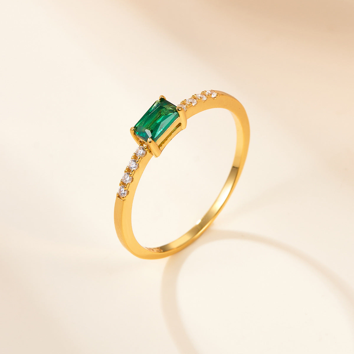 Colored Zircon Gold-Tone Ring - S925 Sterling Silver Minimalist Light Luxury Wholesale