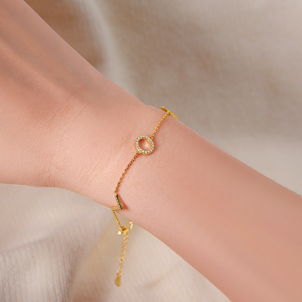 925 Sterling Silver LOVE Letter Bracelet, Sparkling Zirconia Jewelry