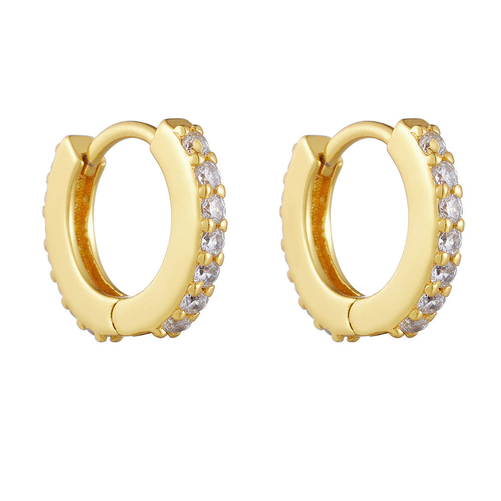 925 Sterling Silver Round Hoop Earrings, Micro-Pave Zirconia Huggie Hoops for Women, Minimalist Daily Wear Jewelry