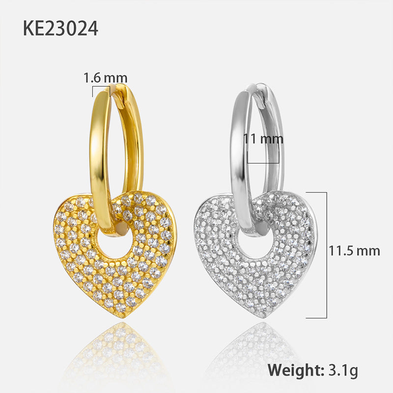 Heart Zircon Ear Cuffs - 925 Silver Stackable Trending Wholesale