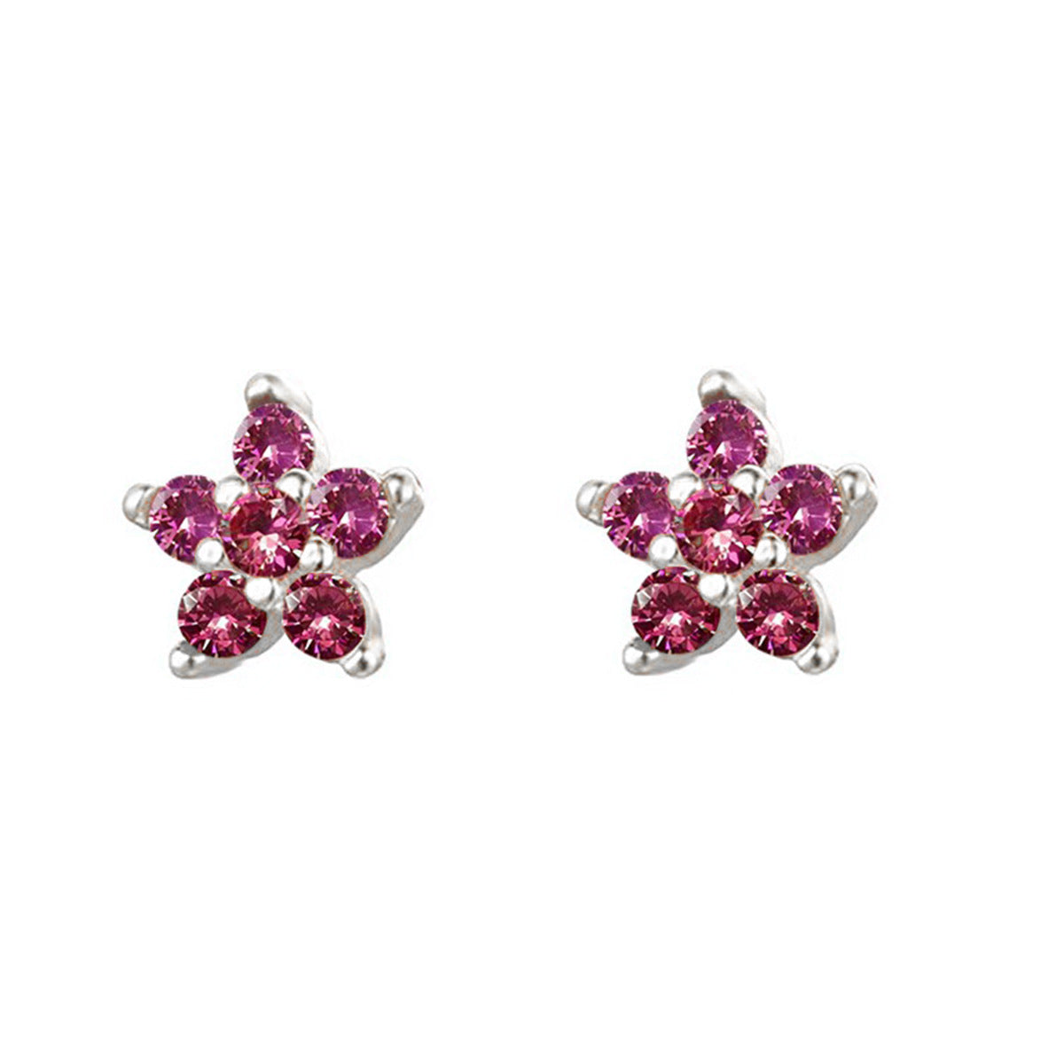 Plum Blossom Earrings - S925 Silver Sweet Diamond Petal Studs