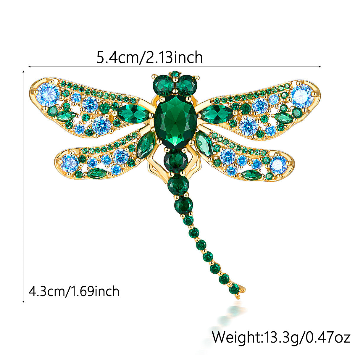 Vintage Dragonfly Brooch - 925 Silver Emerald Zircon Wholesale