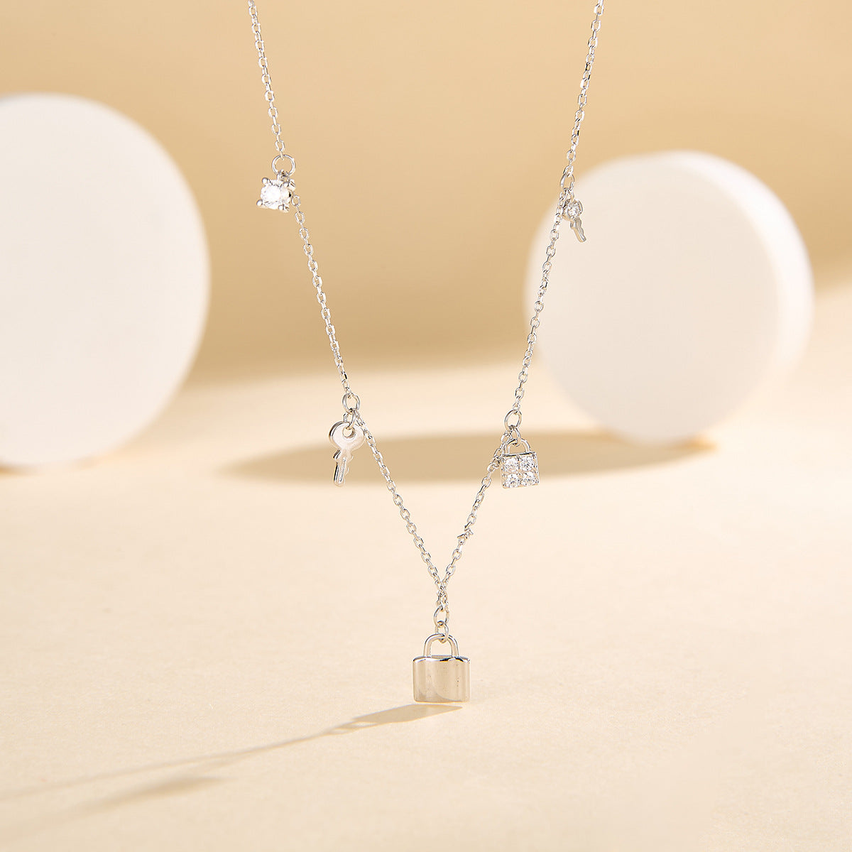 Key Lock Fringe Necklace - S925 Silver Sweet Cool Layered Choker