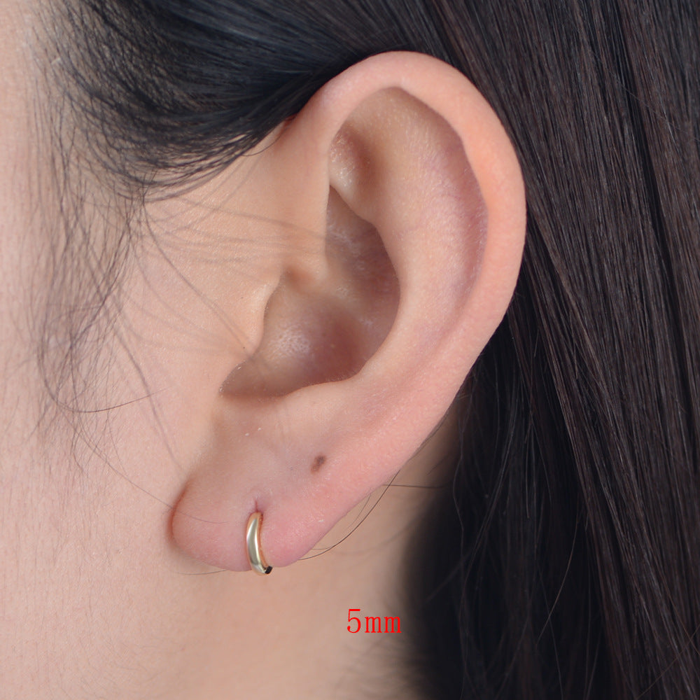 925 Sterling Silver Minimalist Chunky Hoop Earrings, High-Polished Versatile Huggie Jewelry