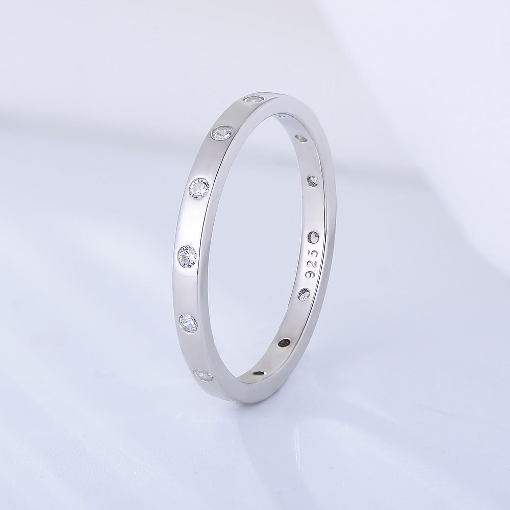 925 Sterling Silver Stackable Rings, Thin Zirconia Band Set