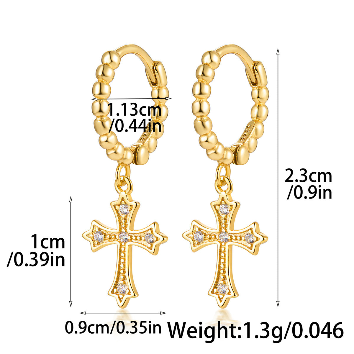 Micro-Inlaid Cross Earrings - S925 Sterling Silver Fashion Personalized Jewelry